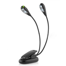 将图片加载到图库查看器，Super Adjustable Goosenecks Clip LED Lamp For Book Reading With Stand And Double Ligh  Rechargeable 12 LED Warm Book Light, Clip On Bed Reading Light, Music Stand Lamp, 2 Brightness &amp; 2 Goosenecks Light Up 2 Full Pages. Perfect For Bookworms, Kids &amp; Music
