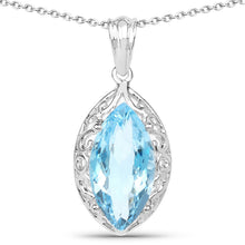 Load image into Gallery viewer, 8.22 Carat Genuine Swiss Blue Topaz .925 Sterling Silver Pendant

