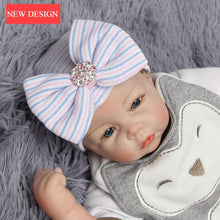 将图片加载到图库查看器，Modern Luxury Baby Girl Cotton Knit Striped Baby Caps With Big Bow For Baby Girls In Elegant Style
