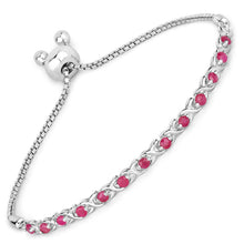 将图片加载到图库查看器，0.88 Carat Genuine Ruby .925 Sterling Silver Bracelet
