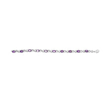 Load image into Gallery viewer, .925 Sterling Silver Oval Purple Amethyst and Diamond Infinity Link Bracelet (I-J Color, I1-I2 Clarity) - 7" Inches
