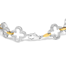 将图片加载到图库查看器，.925 Two-tone Sterling Silver 1/10 Cttw Natural Round Diamond Fashion Tennis Bracelet (I-J Color, I1-I2 Clarity) - 7"
