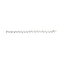 Load image into Gallery viewer, 10k Yellow Gold 5.00 Cttw Round-Cut and Baguette-Cut Diamond Floral Link 7.25" Bracelet (I-J Color, I2-I3 Clarity)
