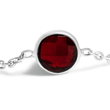 Load image into Gallery viewer, .925 Sterling Silver Checkerboard Cut Red Garnet Bezel Station Necklace - 22" Inches
