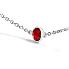 Load image into Gallery viewer, .925 Sterling Silver Bezel Set Red Garnet 5 Station Adjustable Bolo Bracelet
