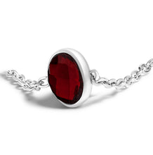 Load image into Gallery viewer, .925 Sterling Silver Bezel Set Red Garnet 5 Station Adjustable Bolo Bracelet
