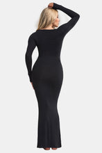 Load image into Gallery viewer, Caramel Built-In Shapewear Dress Square Neck Long Sleeve Maxi Dress Elegant Shapewear Dress For Women
