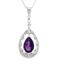 Load image into Gallery viewer, Amethyst Diamond Fashion Pendants 14KT White Gold
