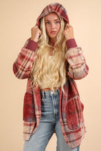 Load image into Gallery viewer, Colorful Fuzzy Plaid Long Sleeve Hooded Jacket Warm &amp; Trendy Outerwear for Cold Days
