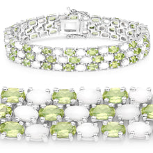 Load image into Gallery viewer, 19.73 Carat Genuine Opal and Peridot .925 Sterling Silver Bracelet
