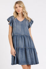 Load image into Gallery viewer, V-Neck Ruffled Cap Sleeve Mini Dress For Women – Feminine, Elegant, Playful, Flattering &amp; Stylish Dress for Various Occasions
