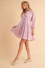 Load image into Gallery viewer, Notched Balloon Sleeve Tiered Mini Dress For Women–Trendy, Chic Style with Modern Balloon Sleeves, Tiered Layers for a Playful &amp; Flirty Look
