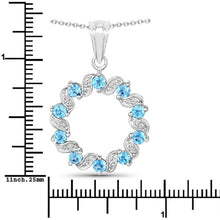 Load image into Gallery viewer, 1.30 Carat Genuine Swiss Blue Topaz and White Topaz .925 Sterling Silver Pendant
