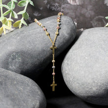 Load image into Gallery viewer, 14k Tri-Color Gold Rosary Chain Necklace
