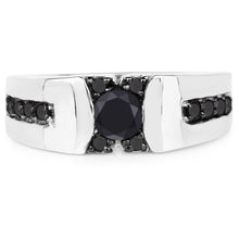 将图片加载到图库查看器，0.83 Carat Genuine Black Diamond .925 Sterling Silver Ring
