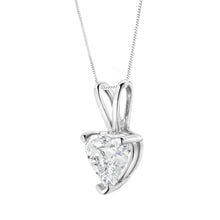 将图片加载到图库查看器，14K White Gold 1/5 Cttw 3-Prong Set Heart Shaped Solitaire Lab Grown Diamond 18" Pendant Necklace (F-G Color, VS2-SI1 Clarity)
