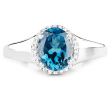 Load image into Gallery viewer, 2.13 Carat Genuine London Blue Topaz and White Topaz .925 Sterling Silver Ring
