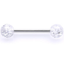 将图片加载到图库查看器，Clear Acrylic Ball Glitter Barbell Tongue Ring
