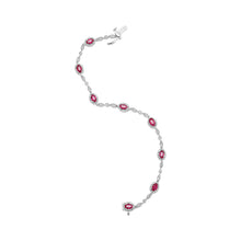 Load image into Gallery viewer, 10K White Gold 4.5mm x 3mm Oval Ruby and Diamond Link Bracelet (H-I Color, SI1-SI2 Clarity)  - Size 7"
