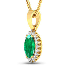 将图片加载到图库查看器，1.13 Carat Genuine Zambian Emerald and White Diamond 14K Yellow Gold Pendant
