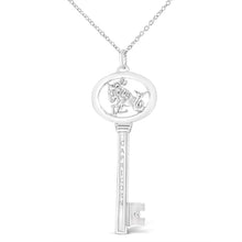 Load image into Gallery viewer, .925 Sterling Silver Diamond Accent Virgo Zodiac Key 18" Pendant Necklace (K-L Color, I1-I2 Clarity)
