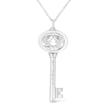 Load image into Gallery viewer, .925 Sterling Silver Diamond Accent Virgo Zodiac Key 18" Pendant Necklace (K-L Color, I1-I2 Clarity)
