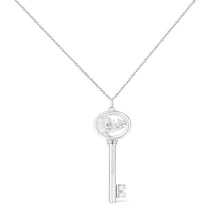 Load image into Gallery viewer, .925 Sterling Silver Diamond Accent Virgo Zodiac Key 18" Pendant Necklace (K-L Color, I1-I2 Clarity)
