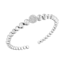 将图片加载到图库查看器，.925 Sterling Silver 1/6 Cttw Diamond Rondelle Graduated Ball Bead Cuff Bangle Bracelet (I-J color, I2-I3 clarity) - Fits wrists up to 7 1/2 inches
