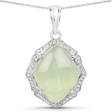 Load image into Gallery viewer, 7.49 Carat Genuine Prehnite And White Topaz .925 Sterling Silver Pendant
