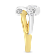 Load image into Gallery viewer, 10K Two Toned Channel-Set Diamond Bypass Ring (1/4 cttw, I-J Color, I2 Clarity)

