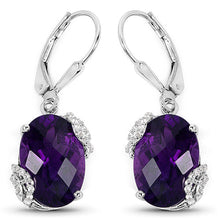 Load image into Gallery viewer, 10.18 Carat Genuine Amethyst and White Topaz .925 Sterling Silver Earrings
