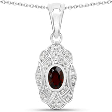 Load image into Gallery viewer, 0.63 Carat Genuine Garnet and White Topaz .925 Sterling Silver Pendant

