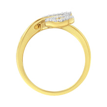 Load image into Gallery viewer, 10K Yellow Gold 3/8 Cttw Round and Baguette-Cut Diamond Leaf Cocktail Ring - Size 7 (I-J Color, I1-I2 Clarity)
