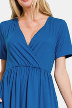 Load image into Gallery viewer, Zenana Surplice Short Sleeve Brushed DTY Dress
