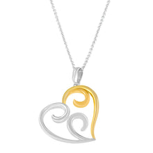 Load image into Gallery viewer, 10K Yellow Gold Over .925 Sterling Silver Open Heart with Swirls 18" Box Chain Pendant Necklace
