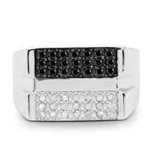 Load image into Gallery viewer, 0.64 Carat Genuine Black Diamond and White Diamond .925 Sterling Silver Ring
