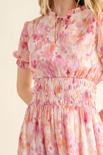 将图片加载到图库查看器，Full Size Smocked Waist Printed Midi Dress For Women – Elegant Smocked Midi Dress, Flattering Printed Midi Dress, Comfortable Fluttering Smocked Waist Dress, Vibrant Print Midi Dress, Chic Floral Midi Dress, Versatile Midi Dress
