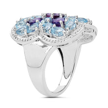 Load image into Gallery viewer, 5.53 Carat Genuine Amethyst &amp; Blue Topaz .925 Sterling Silver Ring
