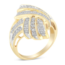 将图片加载到图库查看器，10K Yellow Gold Diamond Bypass Cocktail Ring (1 1/5 Cttw, I-J Color, I2-I3 Clarity) - Size 8
