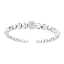将图片加载到图库查看器，.925 Sterling Silver 1/6 Cttw Diamond Rondelle Graduated Ball Bead Cuff Bangle Bracelet (I-J color, I2-I3 clarity) - Fits wrists up to 7 1/2 inches
