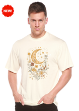 将图片加载到图库查看器，Celestial Moon Boho Flowers Vintage Unisex Bamboo/Cotton Graphic T-Shirt
