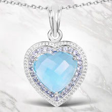 Load image into Gallery viewer, 7.36 Carat Genuine Blue Topaz and Tanzanite .925 Sterling Silver Pendant
