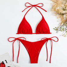 将图片加载到图库查看器，Swimwear Women Bandage Women Triangle Bathing Suits 2 Pieces Bikini Bowknot Swimsuit Bikini Set Swimwear Bikini Sets Bikinis Bathing Suit Push Up Swimsuit Summer Beachwear
