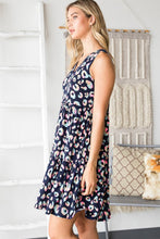 Load image into Gallery viewer, Full Size Leopard V-Neck Ruffled Tank Dress – Leopard Tank Dress, V-Neck Ruffled Dress, Animal Print Dress, Leopard Print Dress, Ruffled Tank Dress, Bold V-Neck Dress, Casual &amp; Formal Dress
