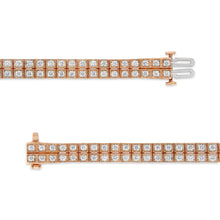 Load image into Gallery viewer, 14K Rose Gold 3.0 Cttw Lab Grown Diamond Two Row Milgrain 7" Inch Tennis Bracelet (G-H Color, VS2-SI1 Clarity)
