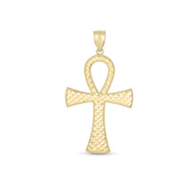 Load image into Gallery viewer, 14k Yellow Gold High Polish Textured Ankh Pendant
