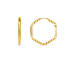 Load image into Gallery viewer, 14k Yellow Gold Endless Hexagon Hoop Earrings

