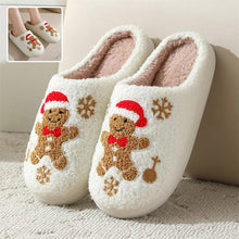 将图片加载到图库查看器，Christmas Slippers Gingerbread Slippers Women and Men Holiday Halloween Slippers Indoor Bedroom Fluffy Warm Fleece Slippers Winter Soft Cozy Home Non-Slip Soft Plush Slip-on Wool Lined House Shoes
