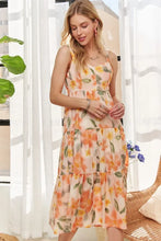 Load image into Gallery viewer, Smocked Back Floral Adjustable Strap Midi Dress  For Women – Feminine, Floral, Fluttering, Comfortable Midi Dress
