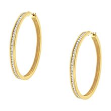 Load image into Gallery viewer, 10KT Yellow Gold 1 cttw Slim Diamond Hoop Earrings (I-J Color, I1-I2 Clarity)
